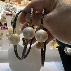 Elegant Pearl and Leather Bracelets